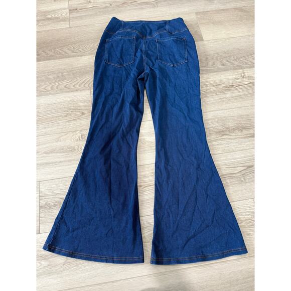 Halara Flex Crossover Flare Washed Casual Stretch Jeans Denim Navy L Petite - Picture 3 of 9